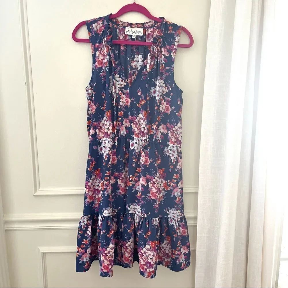 Nicole Miller Floral Sleeveless MIDI Dress With Stretch and Elastic Waist Sz 12